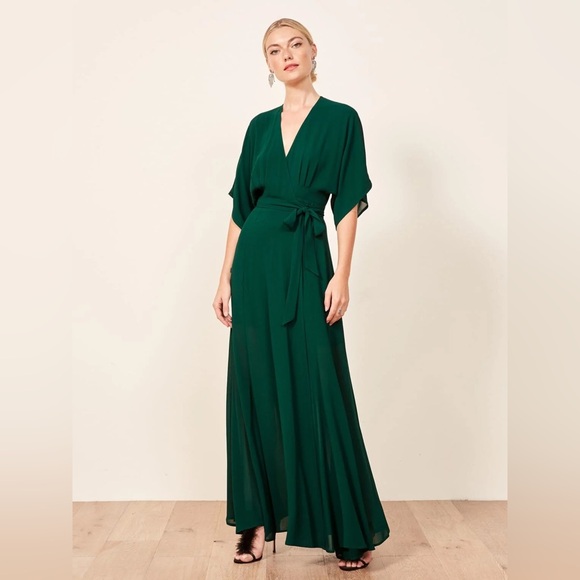 Reformation Winslow Short-Sleeve V-Neck Wrap Maxi Dress - Picture 1 of 10